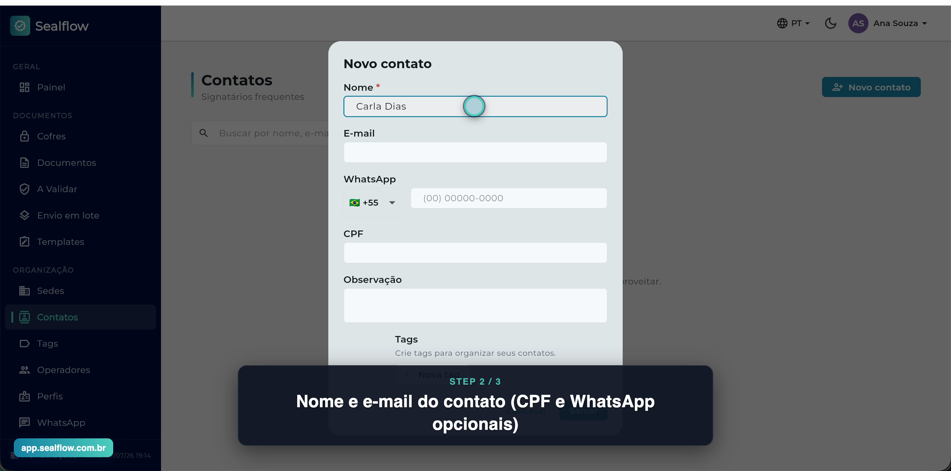 Novo contato