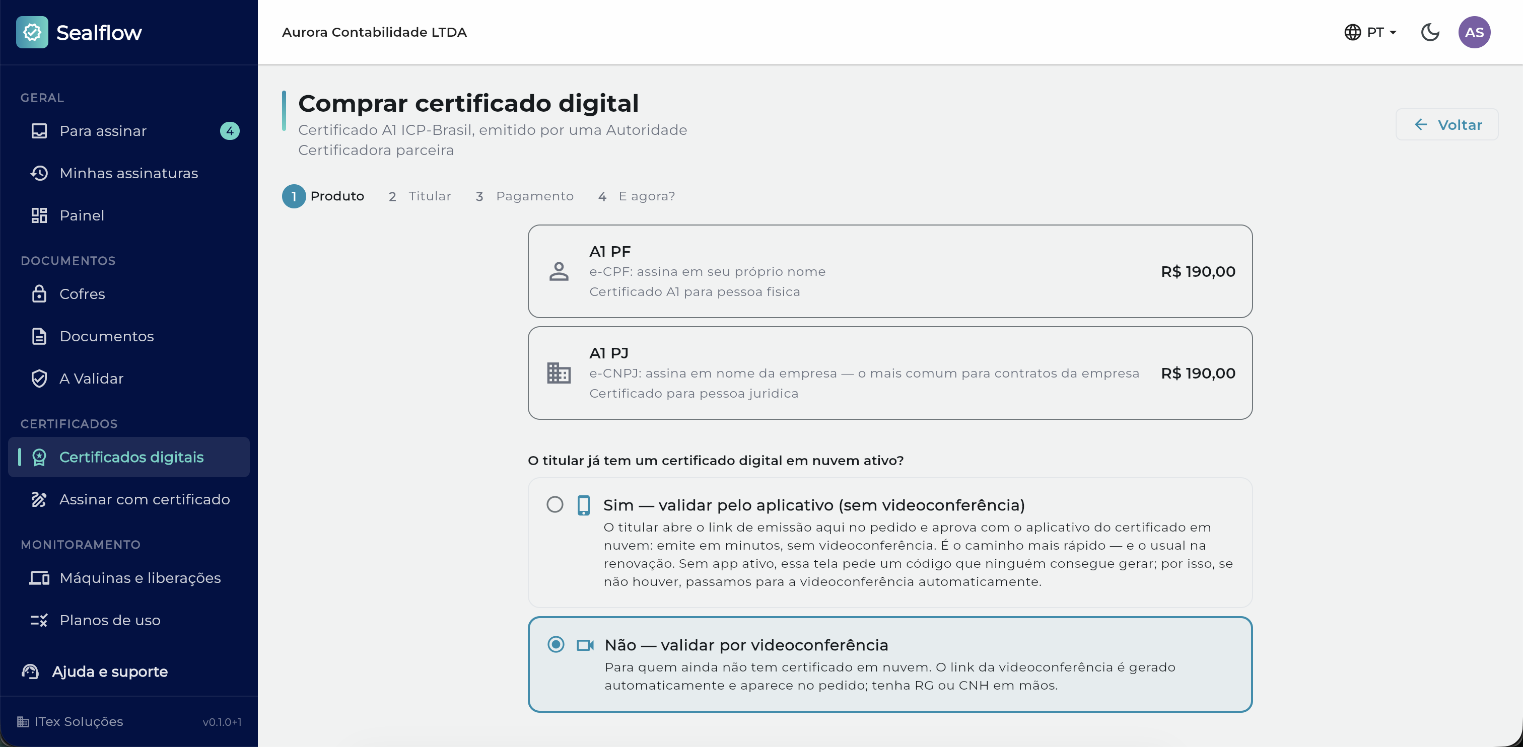 Comprar certificado