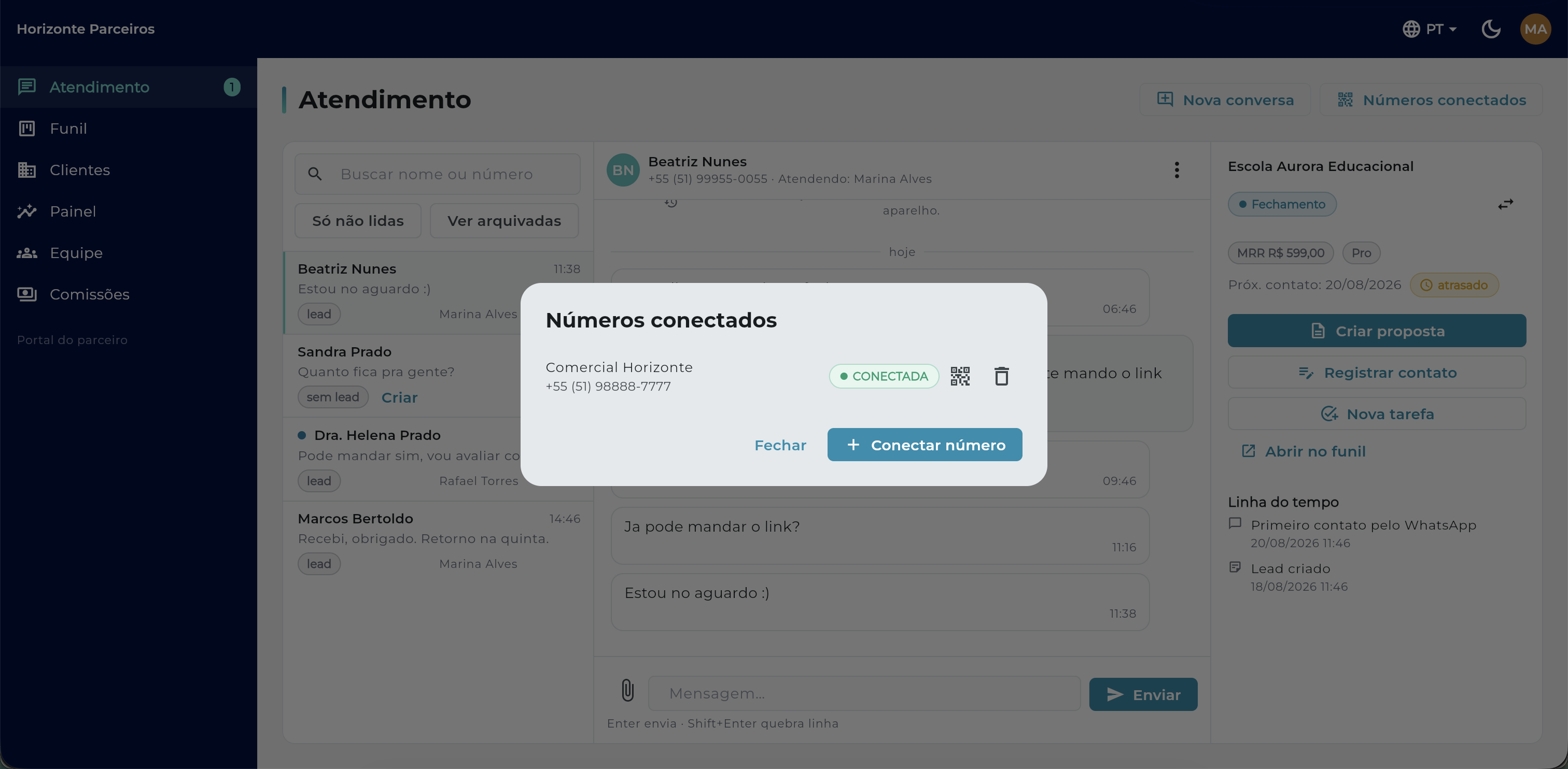 Diálogo de números conectados