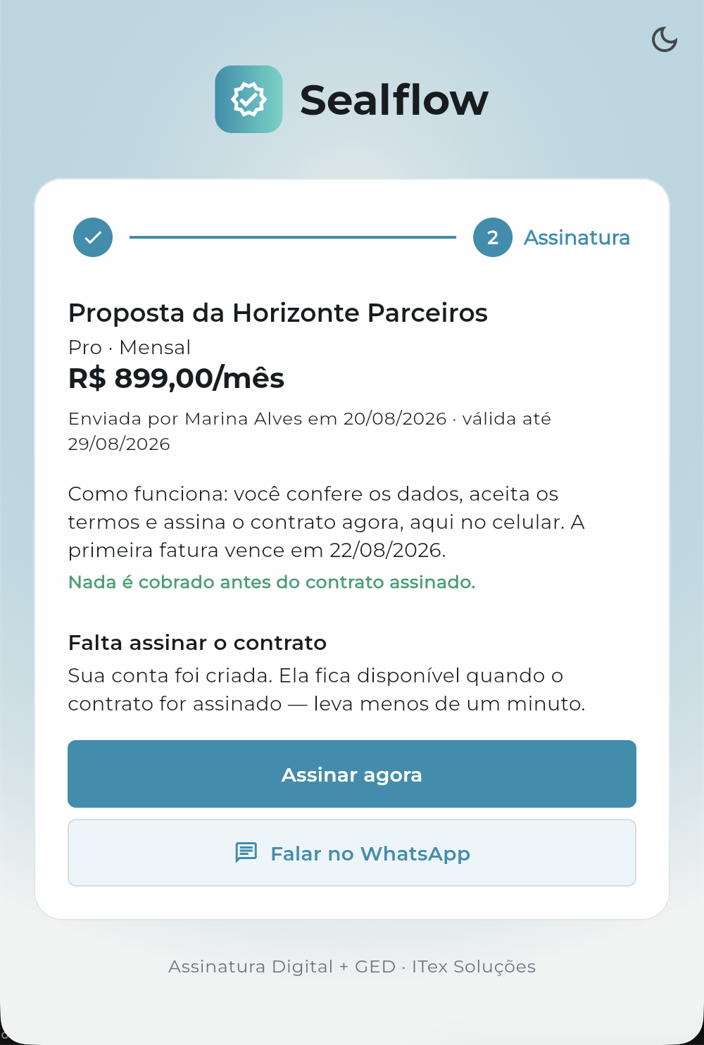 Aceitou e falta assinar